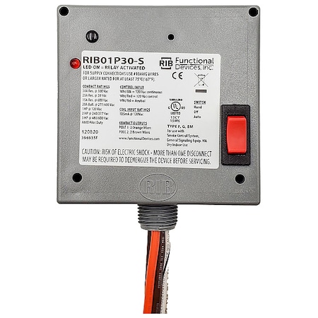 Enclosed Relay, 30A, DPST-N/O MPN:RIB01P30-S
