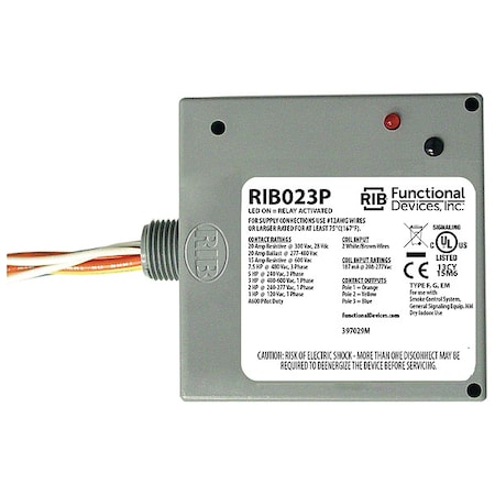 Enclosed Pre-Wired Relay, 20A at 300VAC, 3PST MPN:RIB023P