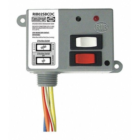 Enclosed Relay, 20A, SPDT/Override, MPN:RIB02SBCDC