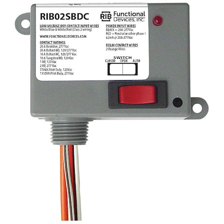 Enclosed Relay, 20A, SPST/Override MPN:RIB02SBDC
