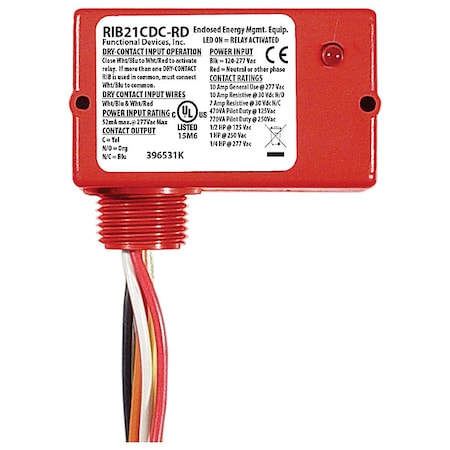 Enclosd Relay, 10A, SPDT, 12VAC/DC, Polarizd MPN:RIB21CDC-RD