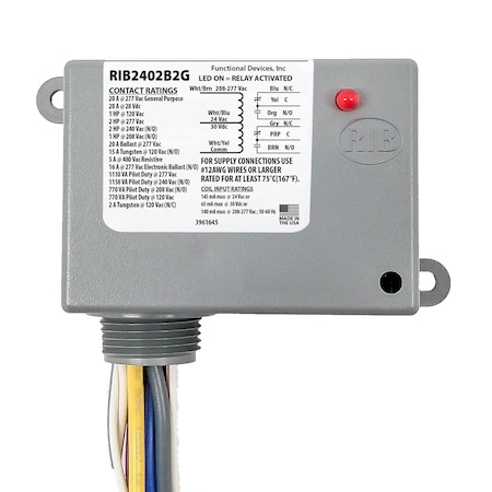 Relay, 20A, DPDT, 24VAC/DC/208-277VAC MPN:RIB2402B2G
