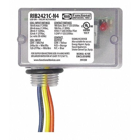 Enclosed Relay, 10A, SPDT MPN:RIB2421C-N4