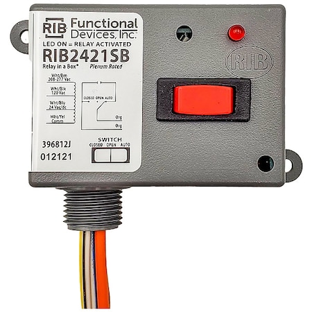 Enclosed Pre-Wired Relay, 20A at 277VAC, SPST MPN:RIB2421SB