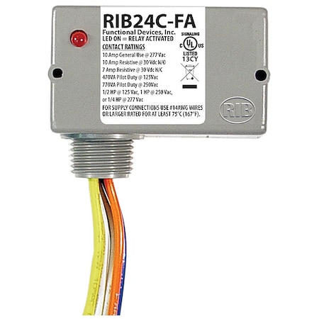 Enclsd Relay, 10A, SPDT, 24VAC/DC, Polarized MPN:RIB24C-FA