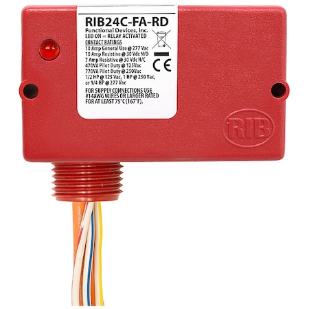 Enclosed Relay, SPDT, Polarized, 24V AC/DC MPN:RIB24C-FA-RD