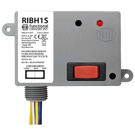 Enclosed Pre-Wired Relay, 10A at 277VAC, SPST MPN:RIBH1S