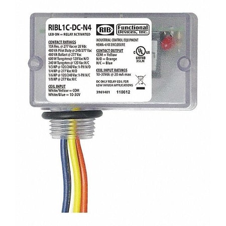 Enclosed Relay, 10A, SPDT MPN:RIBL1C-DC-N4
