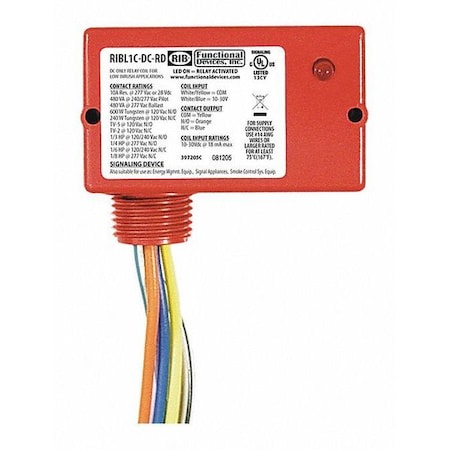 Enclosed Relay, 10A, SPDT MPN:RIBL1C-DC-RD