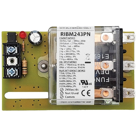 Track Mount Relay, 30A, 3PDT, 24VAC/DC MPN:RIBM243PN