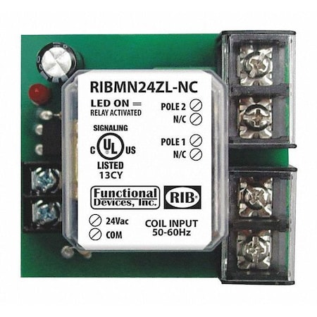 Track Mount Relay, 30A, DPST-N/C MPN:RIBMN24ZL-NC
