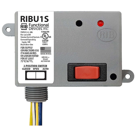 Enclosed Pre-Wired Relay, 10A at 277VAC, SPST MPN:RIBU1S