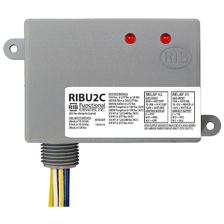 EnclosedPre-Wired Relay, 120VAC, DPDT, 10A MPN:RIBU2C