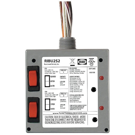 Enclsd Rly, 10A, 2SPST-N/O, 10-30VAC/DC, 120 MPN:RIBU2S2