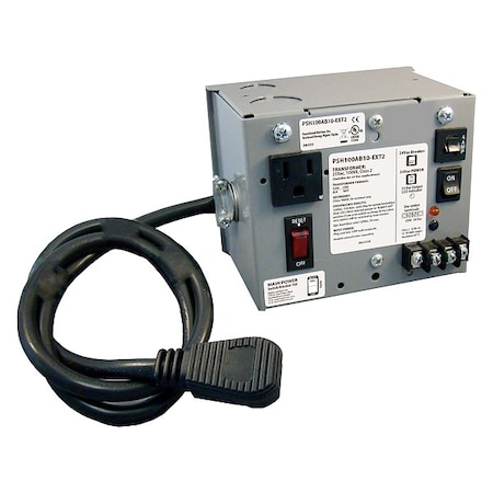 Class 2 Transformer, 100 VA, NEMA 1, 24V AC, 120V AC MPN:PSH100AB10-EXT2