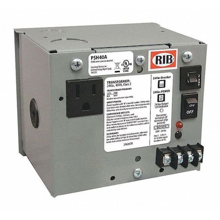 Enclosed Power Supply, 120V AC, 24V AC, 40VA MPN:PSH40A