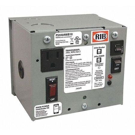 Enclosed Power Supply, 120V AC, 24V AC, 40VA MPN:PSH40AWB10