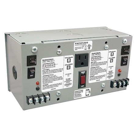 Class 2 Transformer, 75 VA, NEMA 1, 24V AC, 120/208/240/277/480V AC MPN:PSH75A75AB10