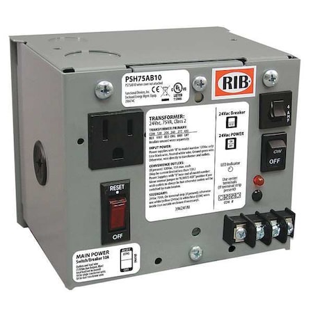 Class 2 Transformer, 75 VA, NEMA 1, 120V AC, 120/208/240/277/480V AC MPN:PSH75AB10