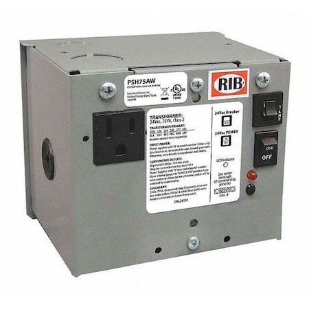 Enclosed Power Supply, 480/277/240/208/120V AC, 24V AC, 75VA MPN:PSH75AW