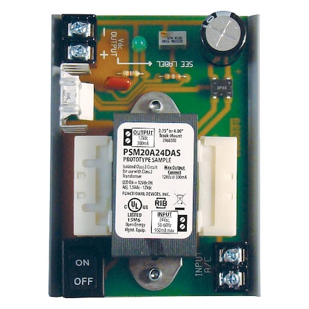 DC Power Supply, 24V AC, 1.5 to 14V DC, 300 mA, Track MPN:PSM24A24DAS