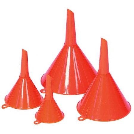 Funnel Set, 4 Piece, Polyethylene, includes 3/4, 2, 5 and 10 oz funnels, 4 3/8 x 6 1/4 in MPN:32837