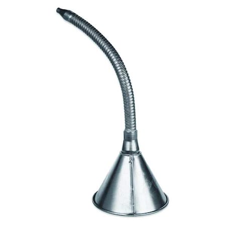 Flex Spout Funnel with Screen, Steel, 32 fl oz Fluid Cap, 6 3/8 in Overall Dia, 14 in Spout Lengfh MPN:94460