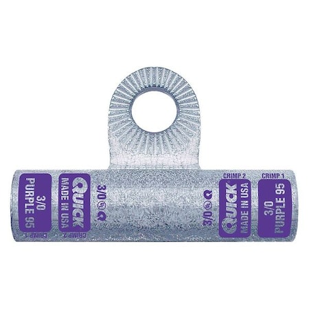 One-Hole Compression Lug, 3/8 in Stud, Standard Barrel, Copper, Purple MPN:4530F