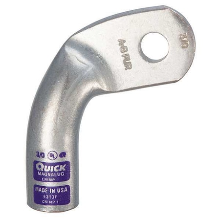 Lug Starter/Ground, 3/0 AWG Max, 3/8 in Stud, Standard Barrel, Copper, Purple MPN:6313F