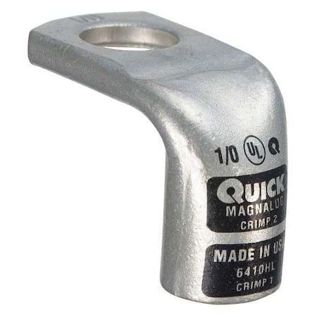 Lug Starter/Ground, 1/0 AWG Max, 1/2 in Stud, Standard Barrel, Copper, Black MPN:6410HL