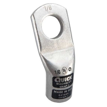 One-Hole Compression Lug, 1/0 AWG Max, 1/2 in Stud, Standard Barrel, Copper, Black MPN:6410HV
