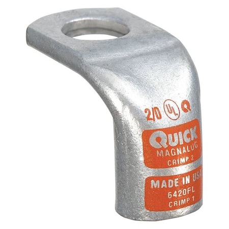 One-Hole Compression Lug, 3/8 in Stud, Standard Barrel, Copper, Orange MPN:6420FL