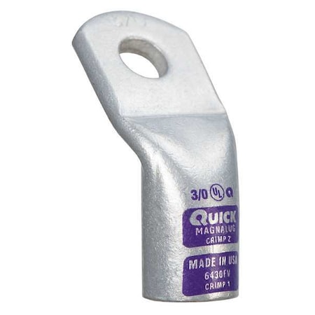 Lug Starter/Ground, 3/0 AWG Max, 3/8 in Stud, Standard Barrel, Copper, Purple MPN:6430FV