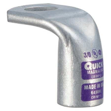 Lug Starter/Ground, 3/0 AWG Max, 1/2 in Stud, Standard Barrel, Copper, Purple MPN:6430HL