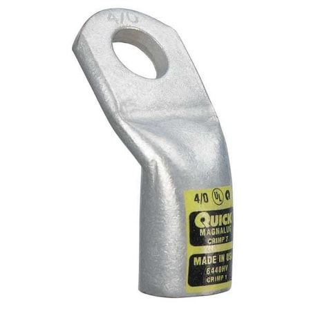 One-Hole Compression Lug, 4/0 AWG Max, 1/2 in Stud, Standard Barrel, Copper, Yellow MPN:6440HV
