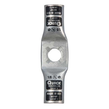 One-Hole Compression Lug, 1/0 AWG Max, 3/8 in Stud, Standard Barrel, Copper, Black MPN:6510F