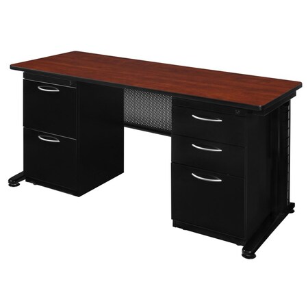 Fusion Double Pedestal Desks, 30 D X 29 H, 66 W X Wood, Metal MPN:MDP6630CH