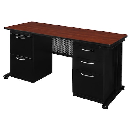 Fusion Double Pedestal Desks, 30 D X 29 H, 72 W X Wood, Metal MPN:MDP7230CH
