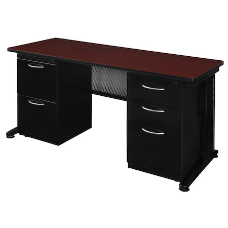Fusion Double Pedestal Desks, 30 D X 29 H, 72 W X Wood, Metal MPN:MDP7230MH