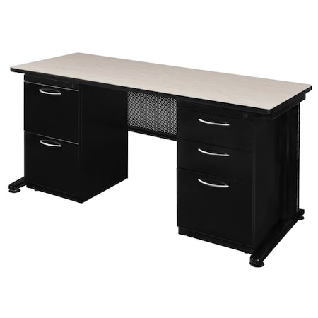 Fusion Double Pedestal Desks, 30 D X 29 H, 72 W X Wood, Metal MPN:MDP7230PL
