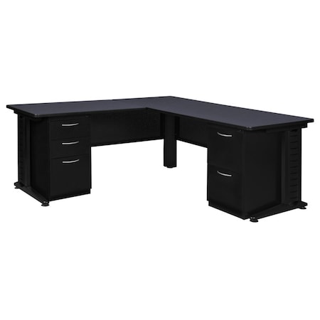 Fusion L-Desks with Storage, 72 D X 29 H, 66 W X Wood, Metal MPN:MLD663042GY