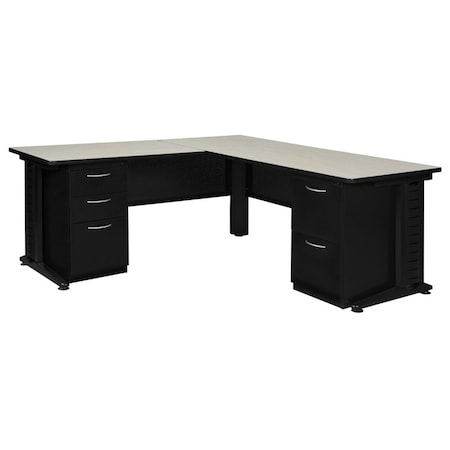 Fusion L-Desks with Storage, 72 D X 29 H, 66 W X Wood, Metal MPN:MLD663042PL