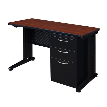 Fusion Single Pedestal Desks, 24 D X 29 H, 48 W X Wood, Metal MPN:MSP4824CH