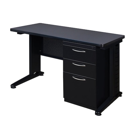 Fusion Single Pedestal Desks, 24 D X 29 H, 48 W X Wood, Metal MPN:MSP4824GY
