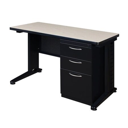 Fusion Single Pedestal Desks, 24 D X 29 H, 48 W X Wood, Metal MPN:MSP4824PL