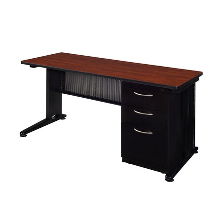 Fusion Single Pedestal Desks, 24 D X 29 H, 66 W X Wood, Metal MPN:MSP6624CH
