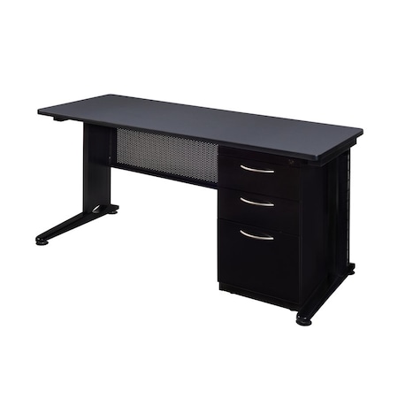 Fusion Single Pedestal Desks, 24 D X 29 H, 66 W X Wood, Metal MPN:MSP6624GY