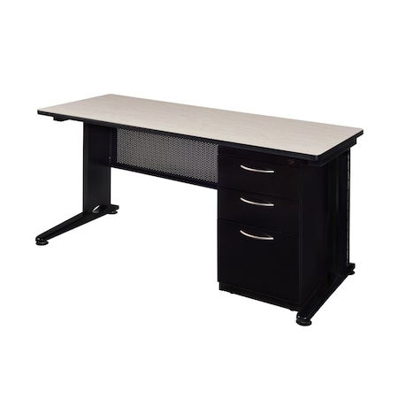 Fusion Single Pedestal Desks, 24 D X 29 H, 72 W X Wood, Metal MPN:MSP7224PL