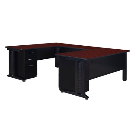 Fusion U-Desks with Storage, 96 D X 29 H, 66 W X Wood, Metal MPN:MUD663042MH