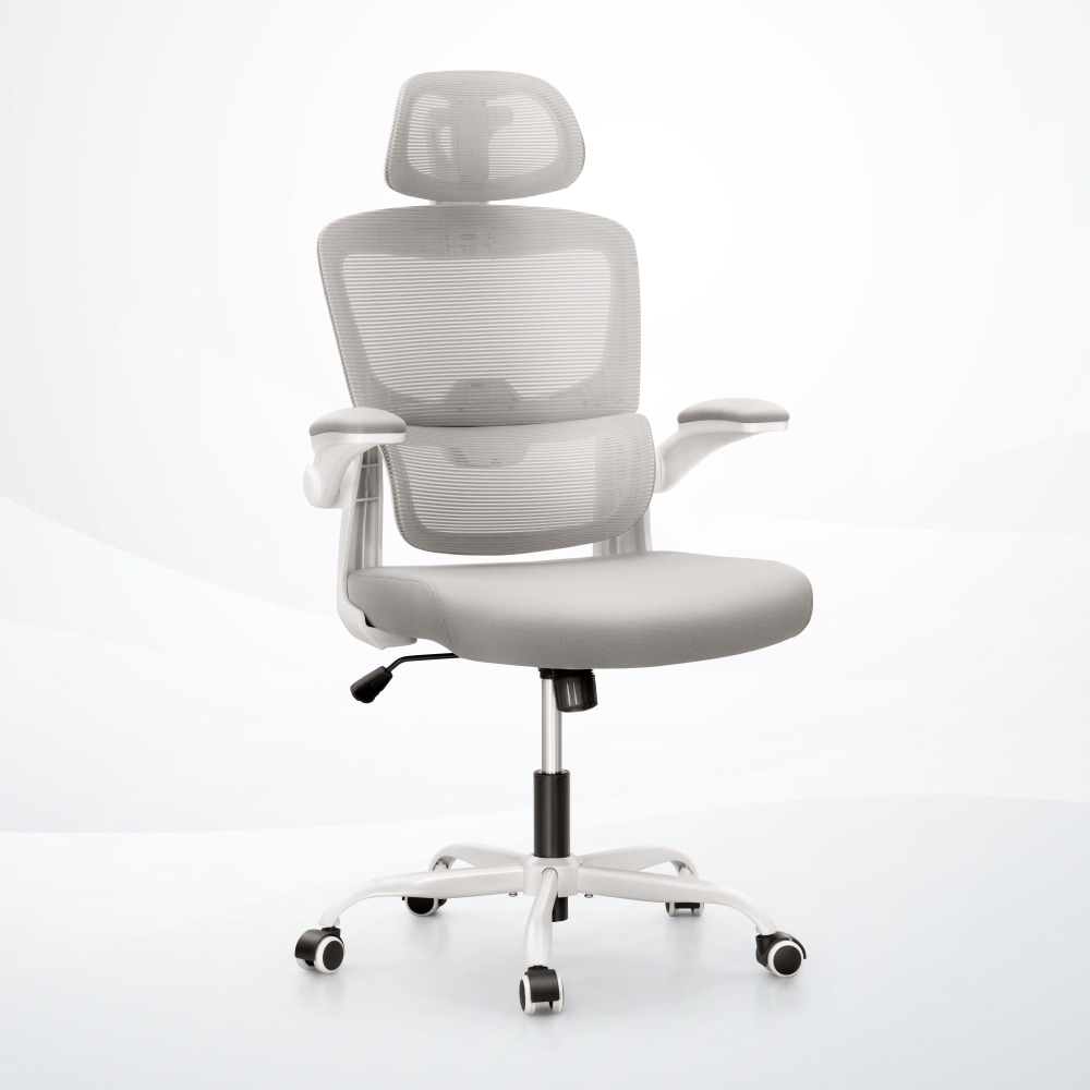 ALPHA HOME Ergonomic Mesh Mid-Back Office Task Chair With Padded Armrests, White MPN:IF-203-WE
